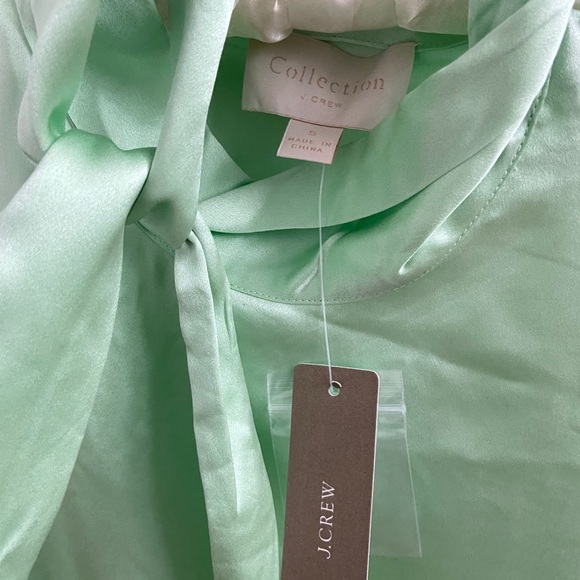 J.Crew Collection 100% Silk Mint Green Blouse S NWT - Picture 2 of 5